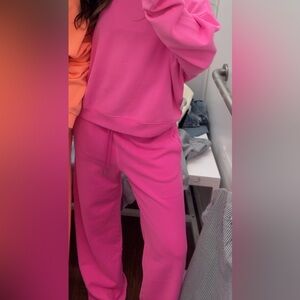 GAP Factory Bright Pink Wide Leg Sweatpants and Crewneck